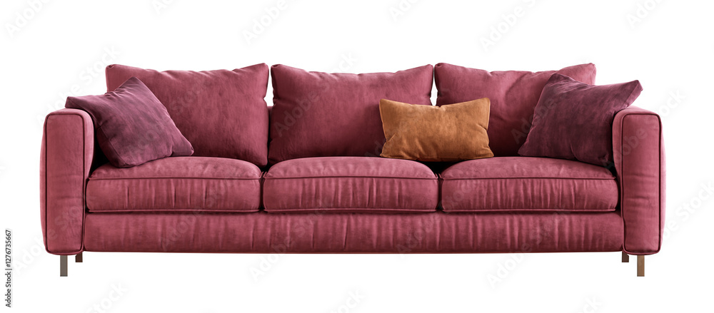 Poster three seater sofa isolated on transparent background. 3d render. 3d illustration.