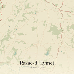 Fototapeta premium Vintage map of Razac-d'Eymet, France.