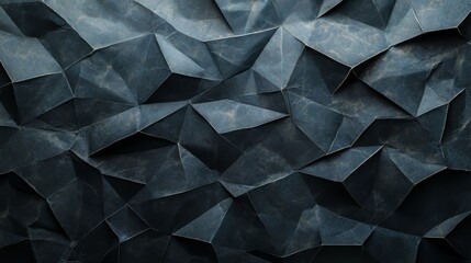 Fototapeta premium A polished, semi-gloss wall with a tile background. Triangular tile wallpaper with 3D black blocks, created in 3D