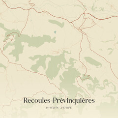 Obraz premium Vintage map of Recoules-Prévinquières, France.
