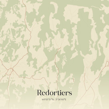 Vintage map of Redortiers, France.