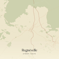 Obraz premium Vintage map of Regnévelle, France.