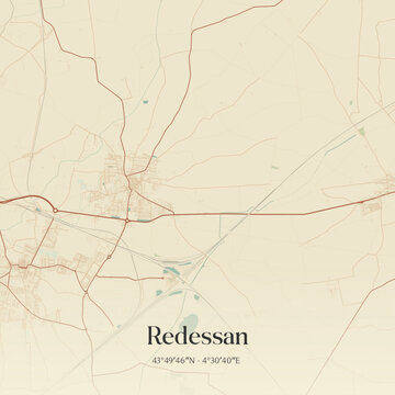 Vintage map of Redessan, France.