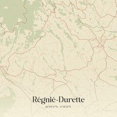Obraz premium Vintage map of Régnié-Durette, France.
