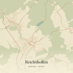 Obraz premium Vintage map of Reichshoffen, France.