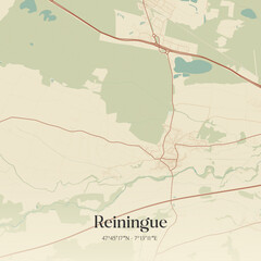 Obraz premium Vintage map of Reiningue, France.