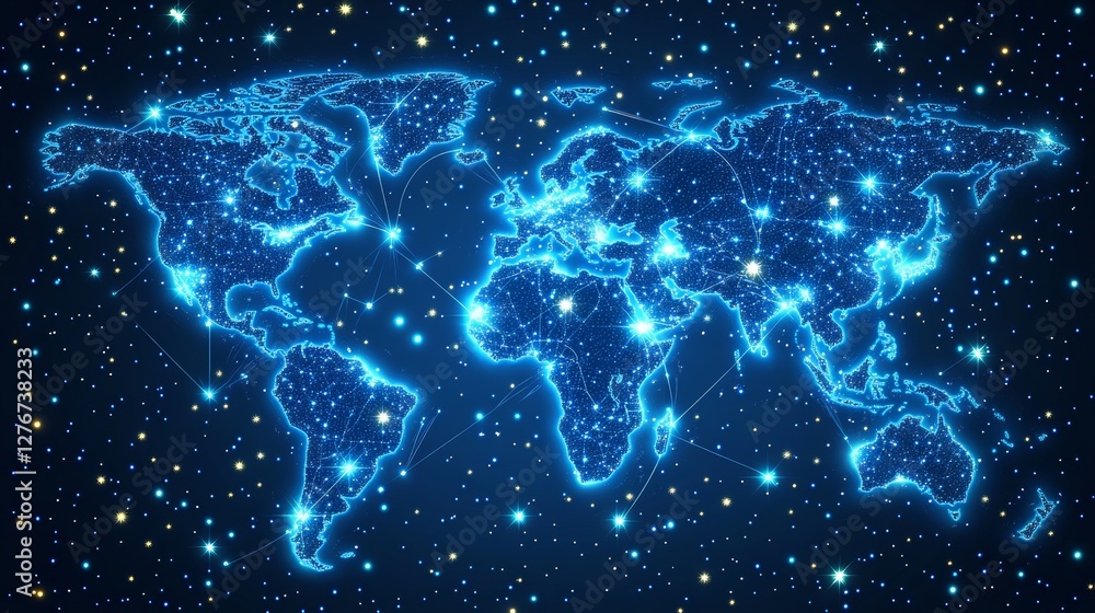 Poster a virtual world sphere with interconnected networks set against a darkened scene