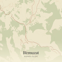 Obraz premium Vintage map of Rémuzat, France.