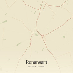 Fototapeta premium Vintage map of Renansart, France.