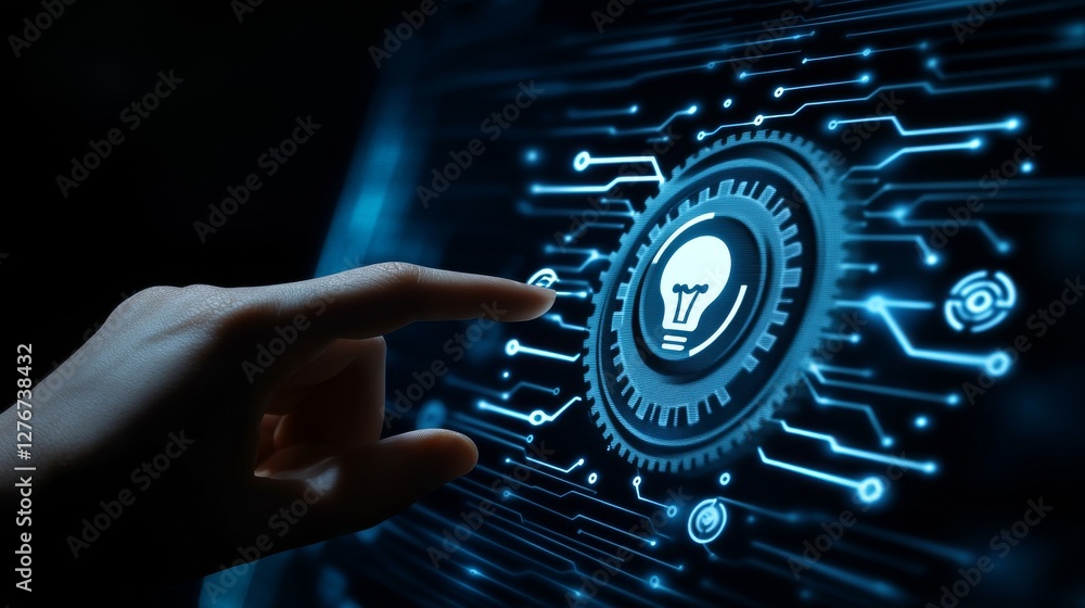 Aufkleber hand using a high-tech interactive screen
