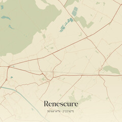 Obraz premium Vintage map of Renescure, France.