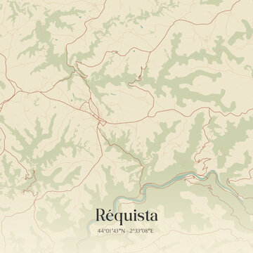 Vintage map of R&eacute;quista, France.
