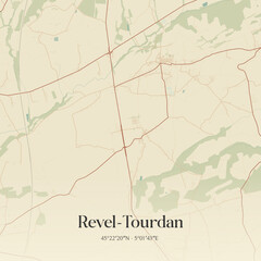 Fototapeta premium Vintage map of Revel-Tourdan, France.