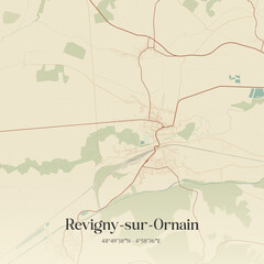 Fototapeta premium Vintage map of Revigny-sur-Ornain, France.