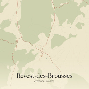 Vintage map of Revest-des-Brousses, France.