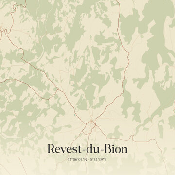 Vintage map of Revest-du-Bion, France.
