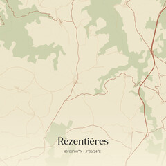 Obraz premium Vintage map of Rézentières, France.
