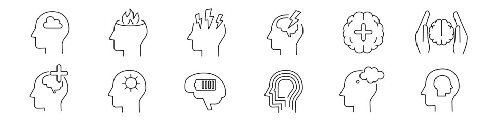 Obraz premium mental health icon. mental health icon set.
