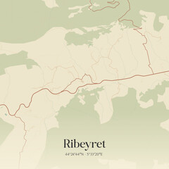 Obraz premium Vintage map of Ribeyret, France.