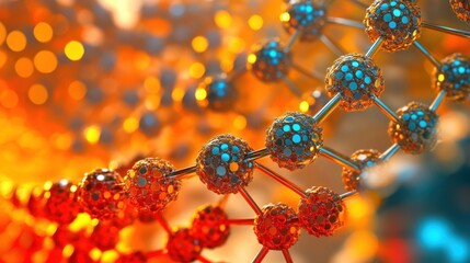 Colorful molecular structure with glowing background effects