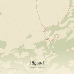 Obraz premium Vintage map of Rigaud, France.