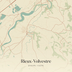 Obraz premium Vintage map of Rieux-Volvestre, France.