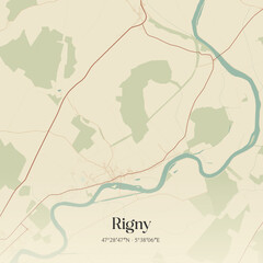 Obraz premium Vintage map of Rigny, France.