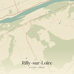 Obraz premium Vintage map of Rilly-sur-Loire, France.