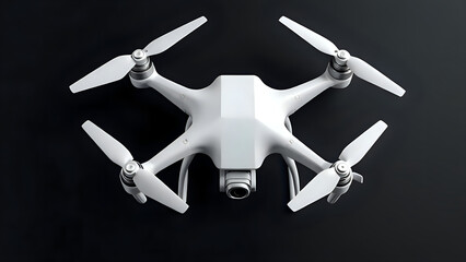 White drone on isolated black background.