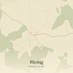 Obraz premium Vintage map of Ritzing, France.