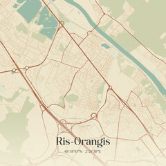 Fototapeta premium Vintage map of Ris-Orangis, France.
