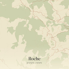 Fototapeta premium Vintage map of Roche, France.