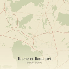 Obraz premium Vintage map of Roche-et-Raucourt, France.