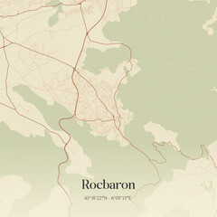 Obraz premium Vintage map of Rocbaron, France.