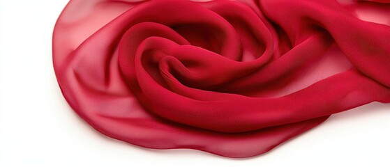 Elegant red silk fabric gently flowing in soft curves and textures.