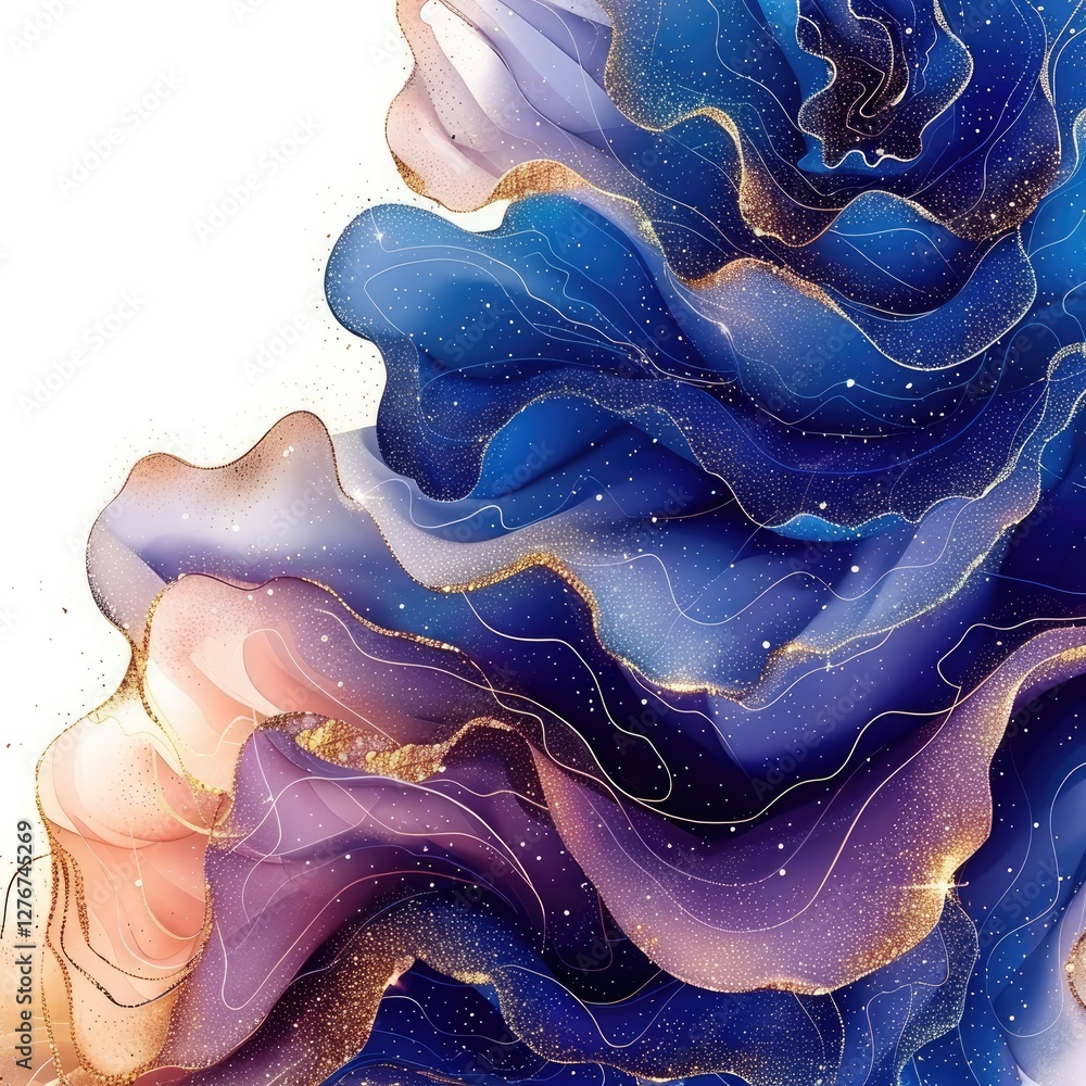 Poster abstract vibrant background with flowing shapes and intricate patterns in soothing pastel colors for