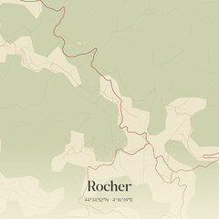 Obraz premium Vintage map of Rocher, France.
