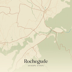 Fototapeta premium Vintage map of Rochegude, France.