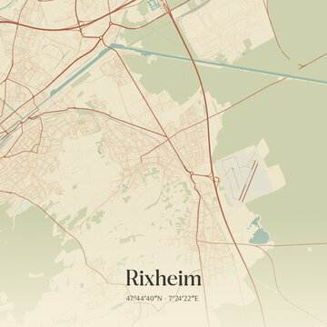 Vintage map of Rixheim, France.