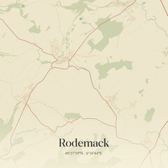 Fototapeta premium Vintage map of Rodemack, France.