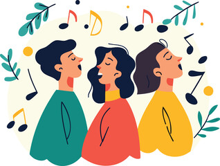 Group of People Singing image is ready for your design. Adobe Illustrator Artwork vector illustration,