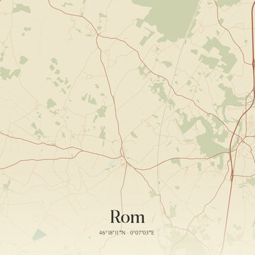 Vintage map of Rom, France.