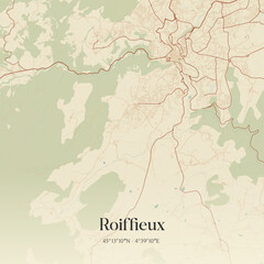 Vintage map of Roiffieux, France.