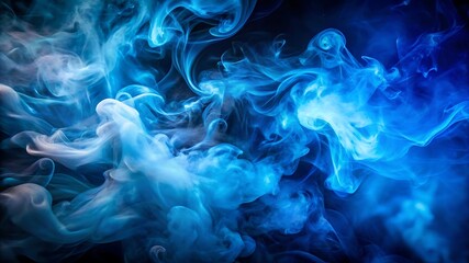 Obraz premium Mysterious Blue Smoke with Dramatic Lighting – Cinematic Foggy Background for Fantasy, Sci-Fi, and Dark Aesthetic Concepts