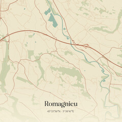 Obraz premium Vintage map of Romagnieu, France.