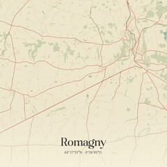 Fototapeta premium Vintage map of Romagny, France.