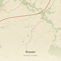 Obraz premium Vintage map of Romans, France.
