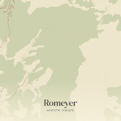 Naklejka premium Vintage map of Romeyer, France.