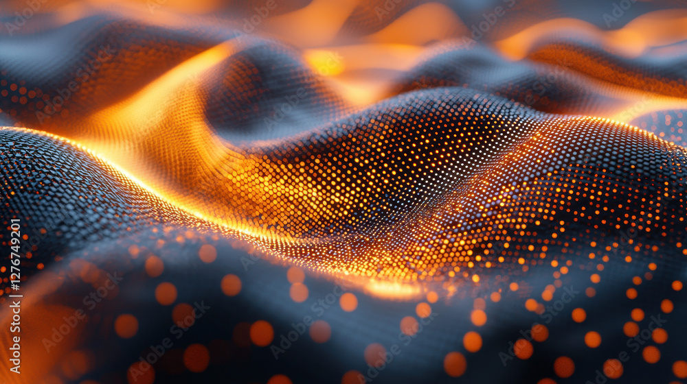 Poster microscopic view of a semiconductor transistor network showcasing glowing metallic pathways in hyper