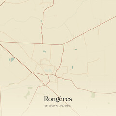 Fototapeta premium Vintage map of Rongères, France.